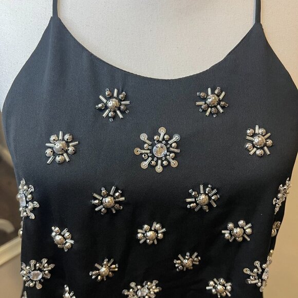 JOA Los Angeles Black Beaded Halter Camisole, Size Medium - Picture 2 of 14
